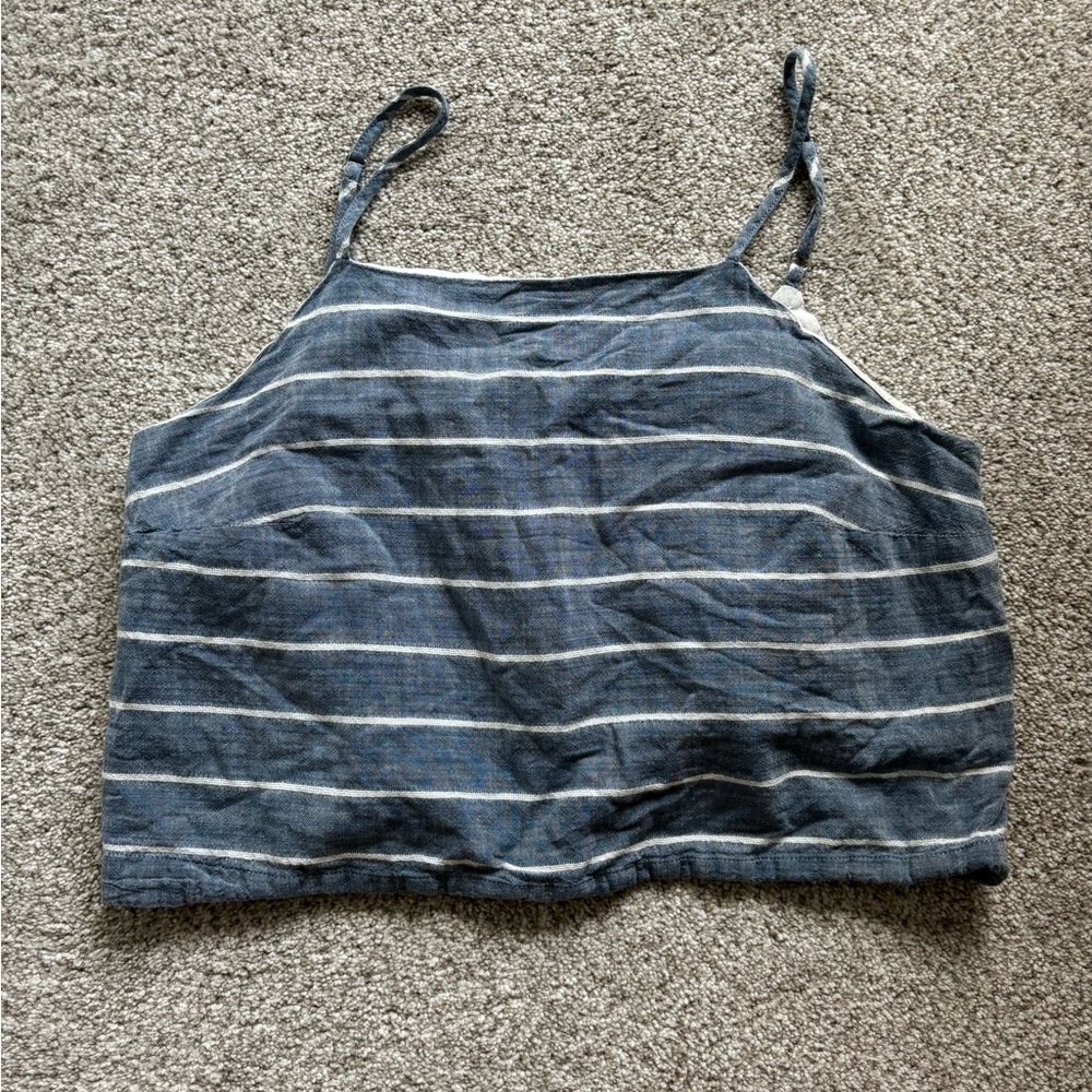 Universal Thread Blue and White Fitted Crop Tank Top